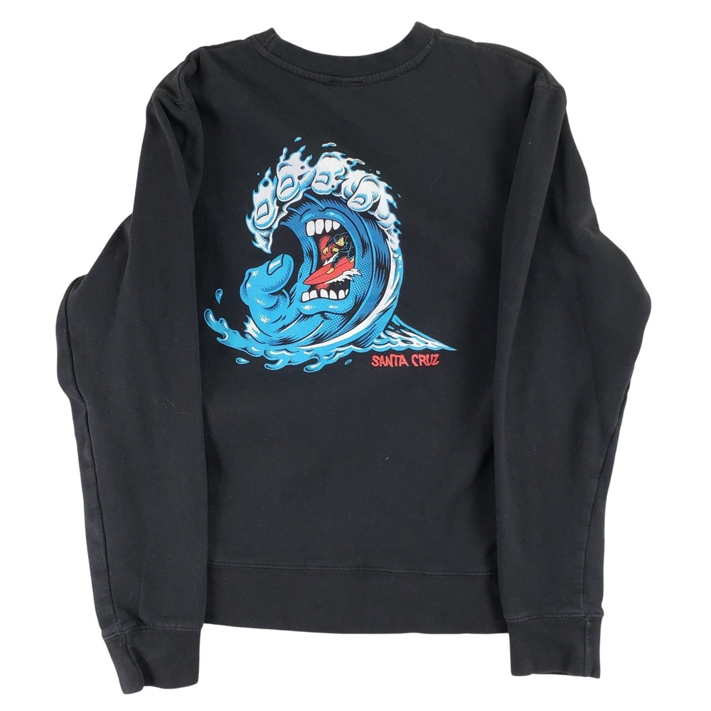 Santa Cruz Screaming Hand Wave Sweatshirt Mens XS Black Skate Surf Pullover
